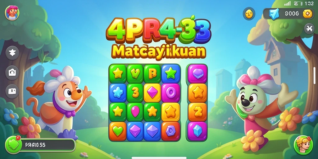 Screenshot dari gameplay menarik di 4P4P yang menunjukkan tantangan Match-3.