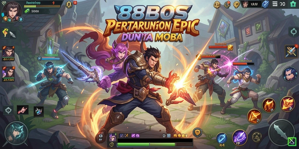 Tangkapan layar 88BOS menampilkan momen pertarungan seru dalam game MOBA.