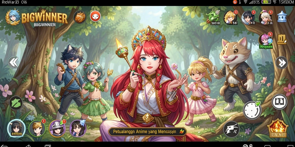 Screenshot utama BIGWINNER menampilkan aksi pertarungan penuh warna.