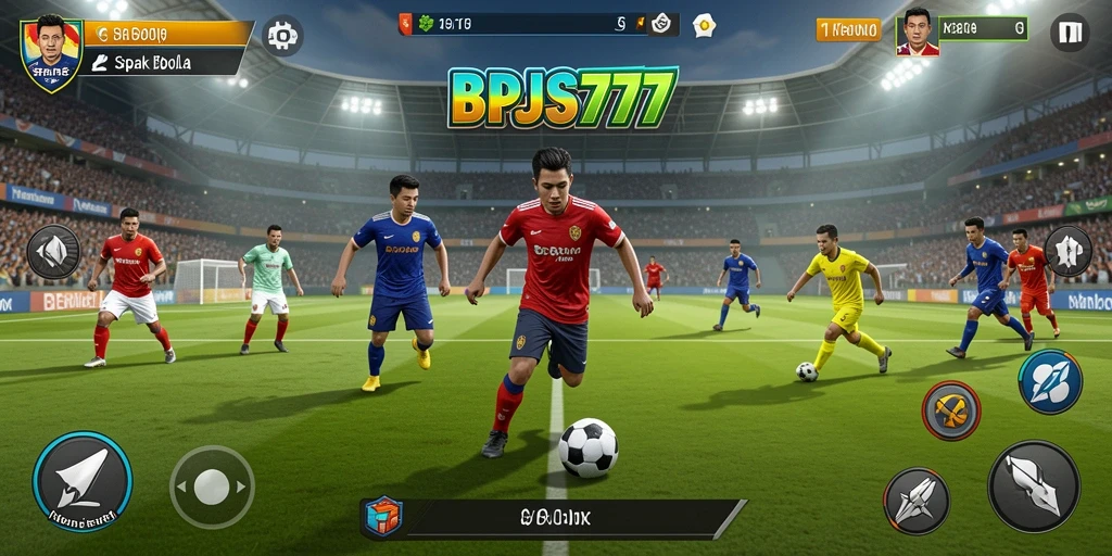Tangkapan layar gameplay seru BPJS777 menampilkan aksi sepak bola yang mendebarkan.