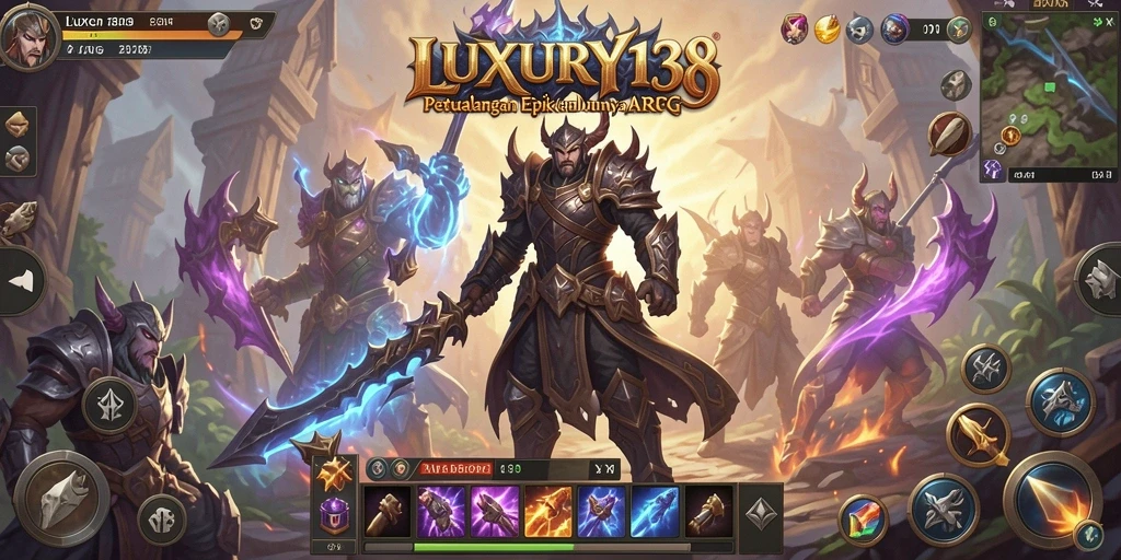Tangkapan layar gameplay LUXURY138 menampilkan aksi pertarungan seru di dunia fantasi.
