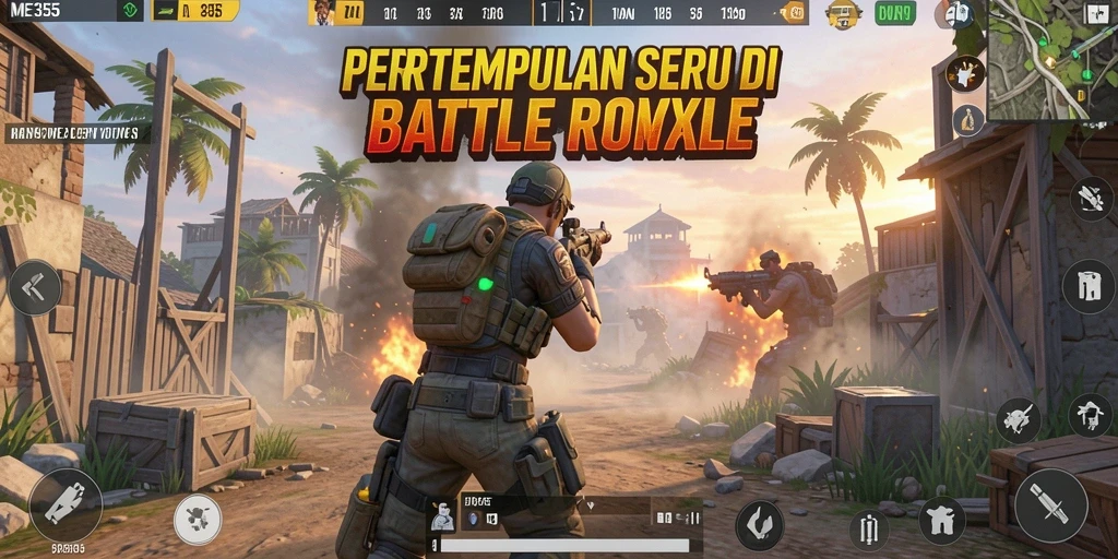 Screenshot gameplay ME355 dengan aksi seru di pertempuran Battle Royale.