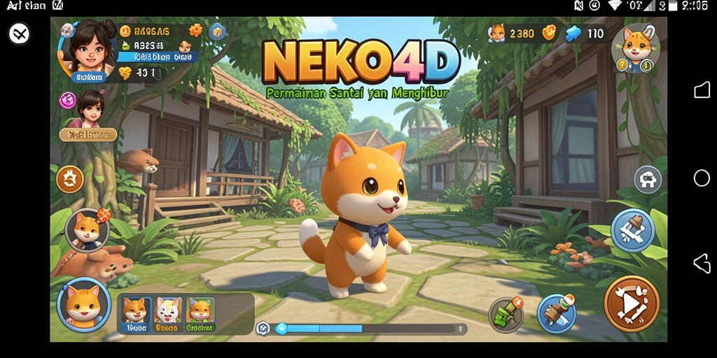Screenshot utama NEKO4D menampilkan gameplay yang penuh warna dan menyenangkan.