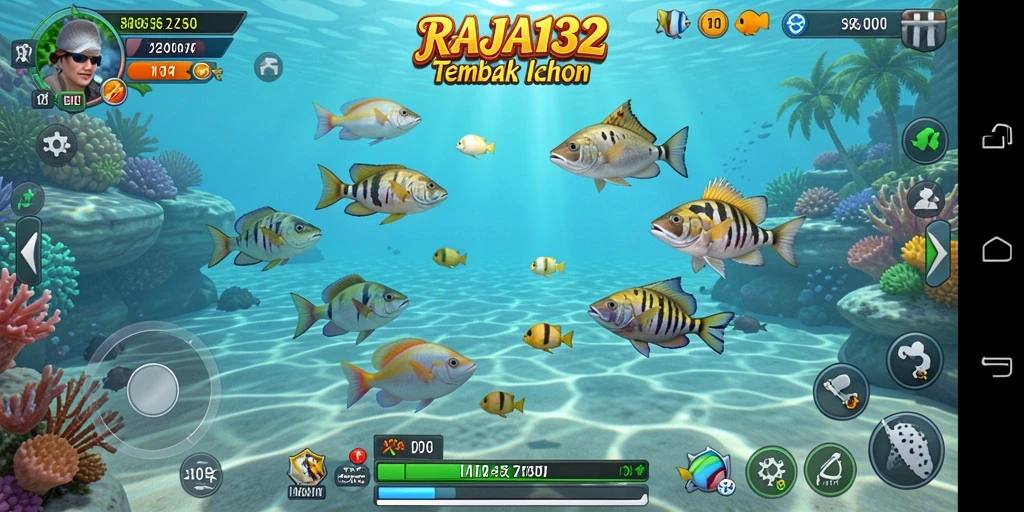 Screenshot utama RAJA132 menampilkan gameplay Tembak Ikan yang seru.