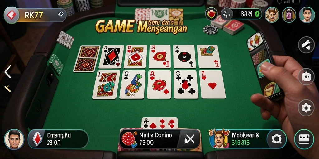 Tampilan gameplay yang menawan di RK77 dengan suasana domino.