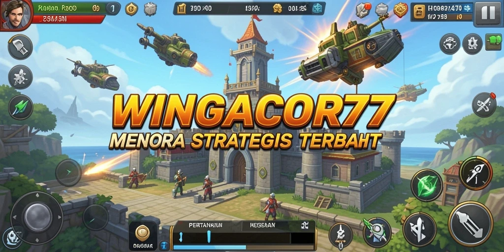 Tangkapan layar gameplay WINGACOR77 yang menampilkan menara dan strategi pertahanan.