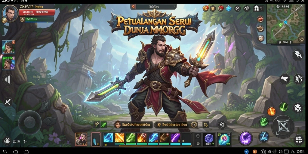 Screenshot menampilkan pertempuran epik dalam game MMORPG.